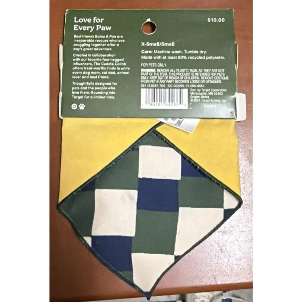 The Cuddle Collab W/ Ball & Pan Dog Bandanas Reversible Size XS/S New